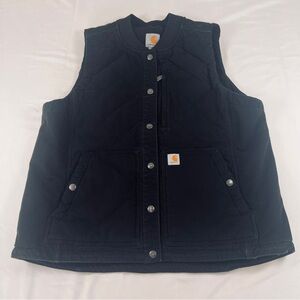 Carhartt Black Quilted Vest with Logo Patch Womens XL